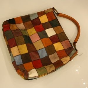 Leather Lucky Brand Patchwork Hobo Purse
